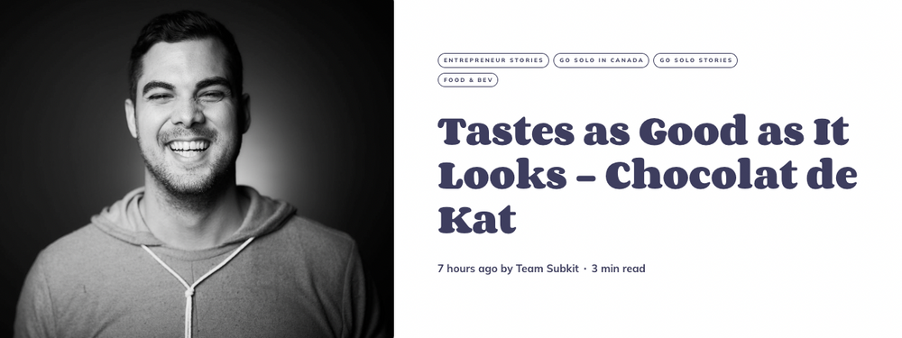 Tastes as good as it looks - Rob's interview with Subkit's "Go Solo" entrepreneurship blog