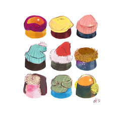 winter hats card - Chocolat de Kat